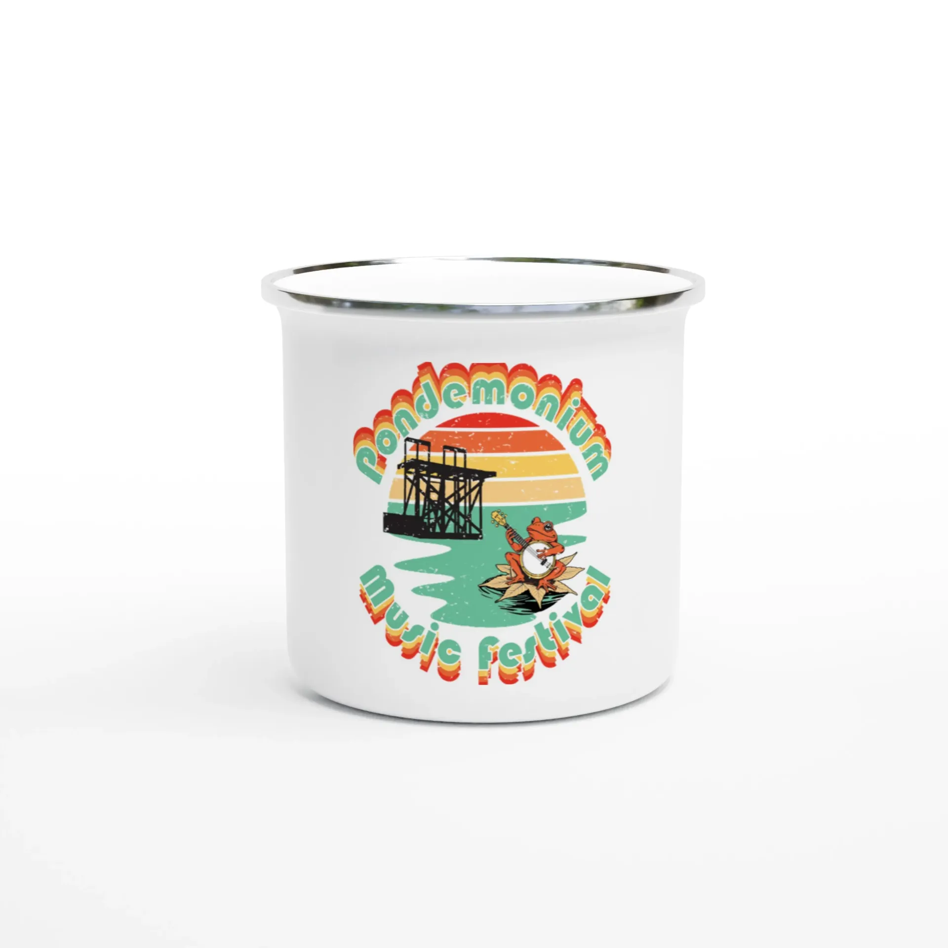 Pondemonium Music Festival - White 12oz Enamel Mug