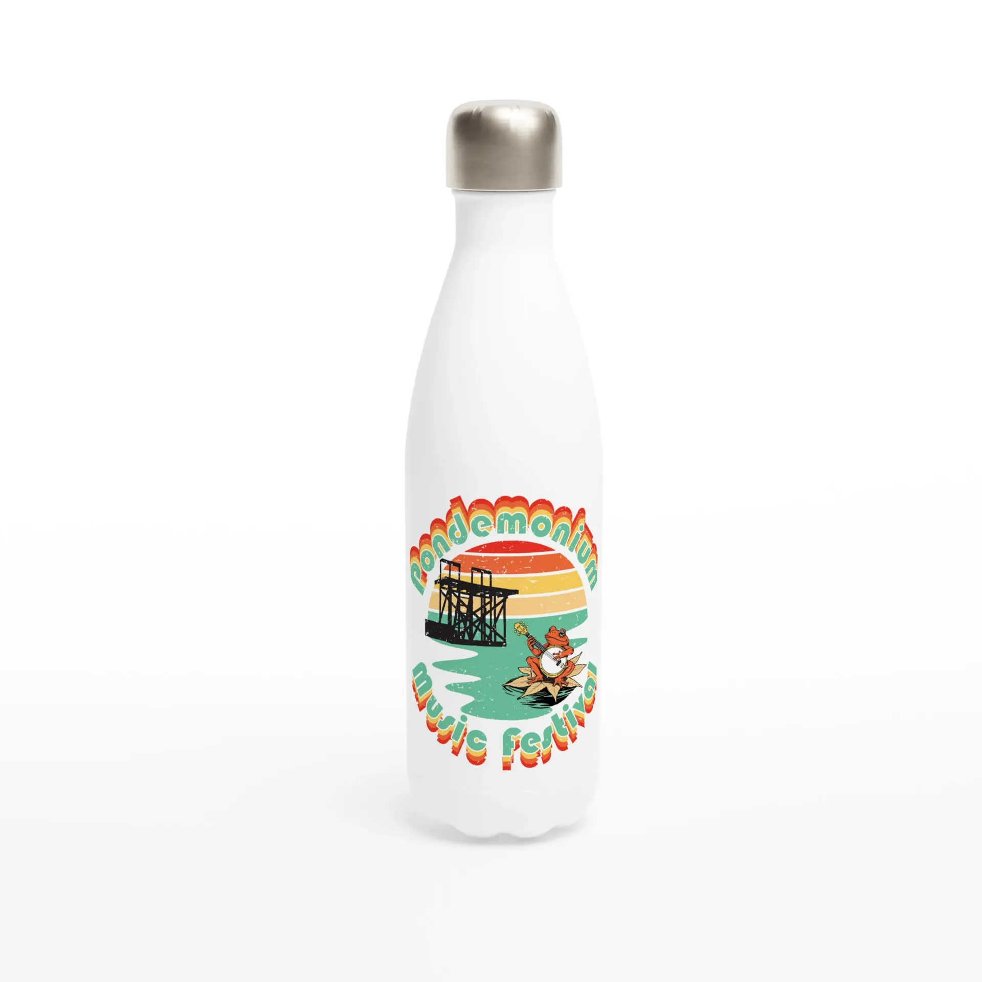 Pondemonium White 17oz Stainless Steel Water Bottle