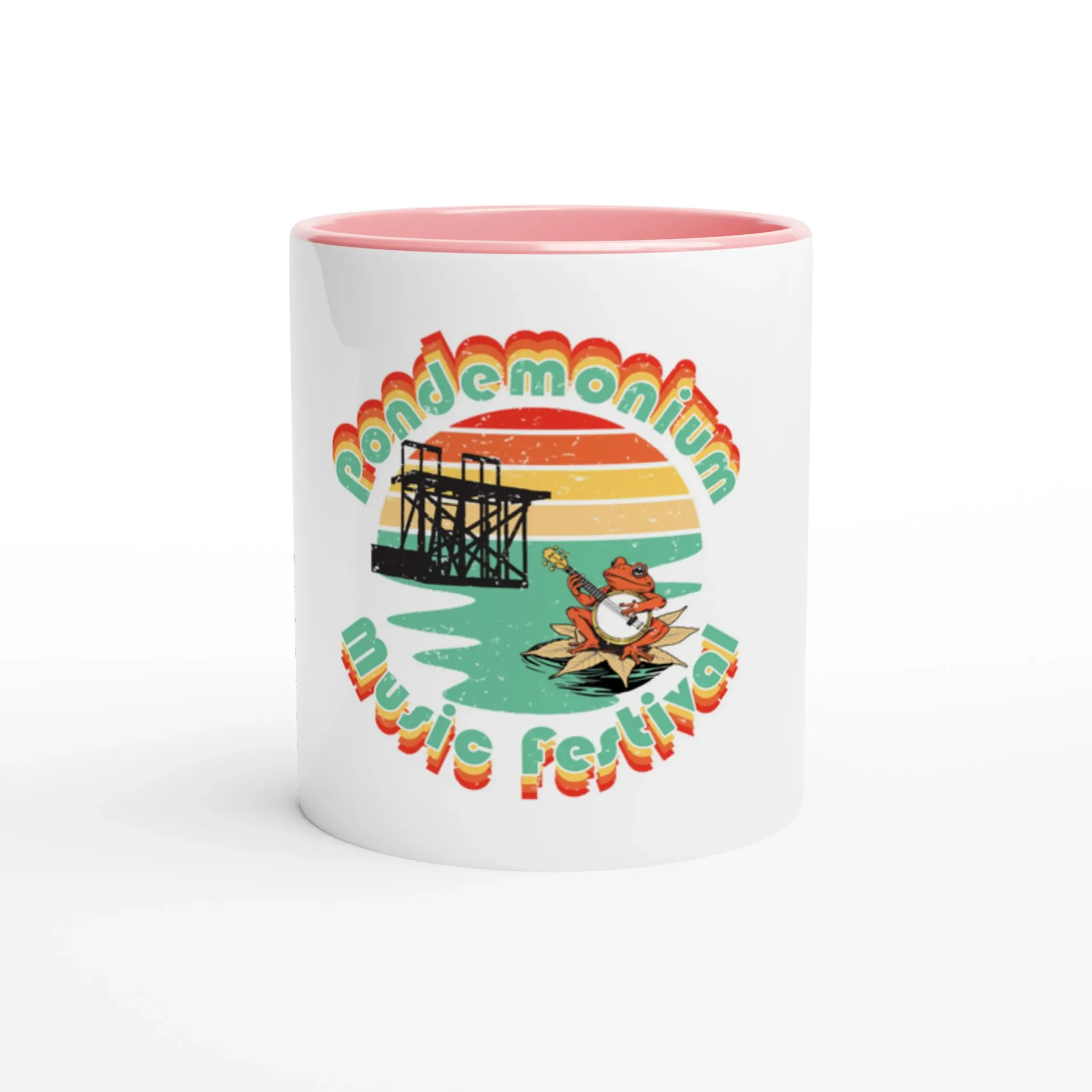 Pondemonium White 11oz Ceramic Mug with Color Inside (Ceramic Pink)